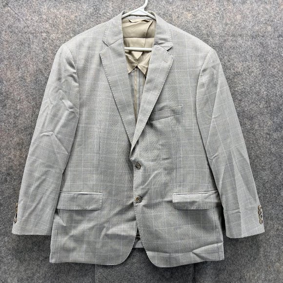 Hart Schaffner Marx Blazer Men 44S Adult Gray 2 Button Dress Jacket Suit Gingham